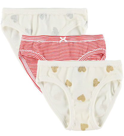 Petit Bateau Slips - 3er-Pack - Weiß/Rot