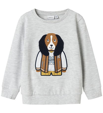 Name It Sweatshirt - NmmKamden - Hellgrau-Meliert m. Print