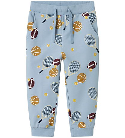 Name It Sweatpants - NmmKeaton - Dusty Blue w. Print