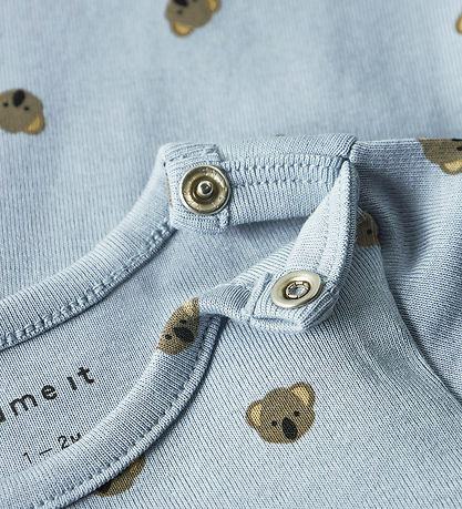 Name It Bodysuit l/s - NbmLialo - Dusty Blue w. Print