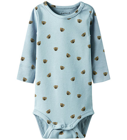 Name It Bodysuit l/s - NbmLialo - Dusty Blue w. Print