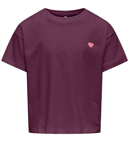 Kids Only Stuttermabolur -KogMaiken - Mauve Wine/Heart Emb/Sea B