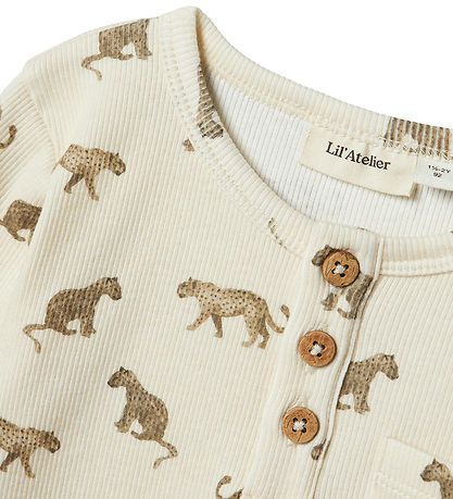 Lil' Atelier Bluse - Rib - NmmLavo - Turteltaube m. Print