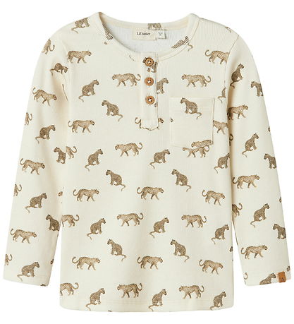 Lil' Atelier Bluse - Rib - NmmLavo - Turteltaube m. Print