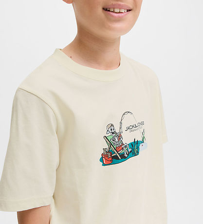 Jack & Jones Stuttermabolur - JorSkull - Nature/Antique White M.