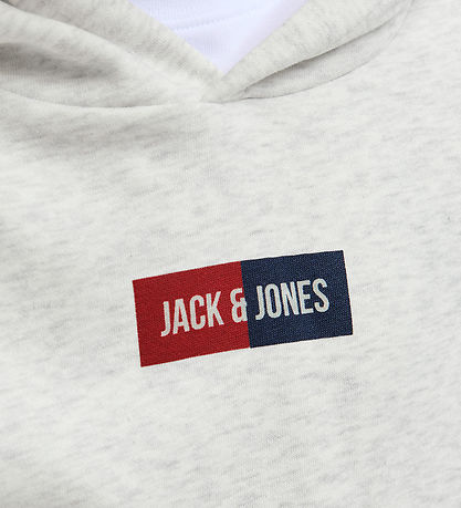 Jack & Jones Kapuzenpullover - JjPan - White Melange m. Logo