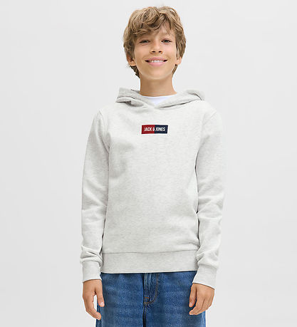 Jack & Jones Kapuzenpullover - JjPan - White Melange m. Logo