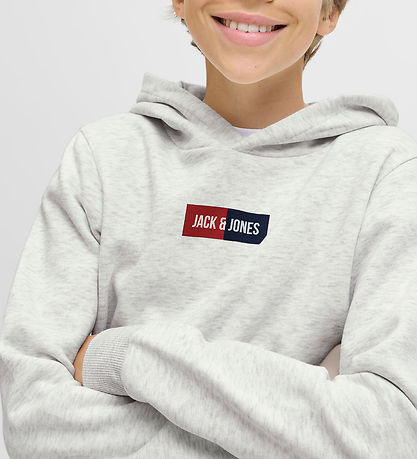 Jack & Jones Kapuzenpullover - JjPan - White Melange m. Logo