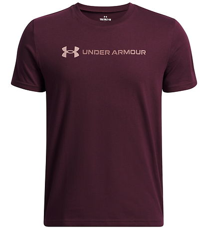 Under Armour Stuttermabolur - Lógó Orðamerki - Dark Maroon