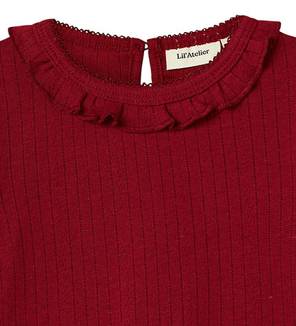 Lil' Atelier Bluse - Rib - NmfRachel - Rot Dahlia