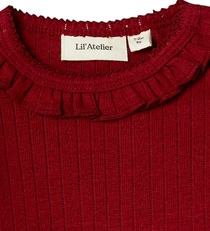 Lil' Atelier Bodysuit l/s - Rib - NbfRachel - Red Dahlia