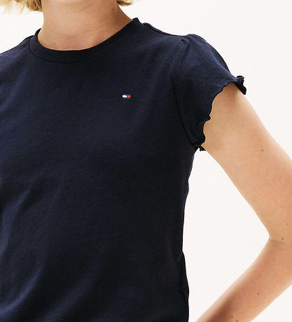 Tommy Hilfiger Stuttermabolur - Essential Ruffle - Desert Sky Bl