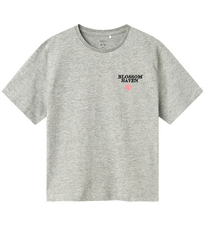Name It T-Shirt - NkfLonnie - Hellgrau-Meliert m. Print