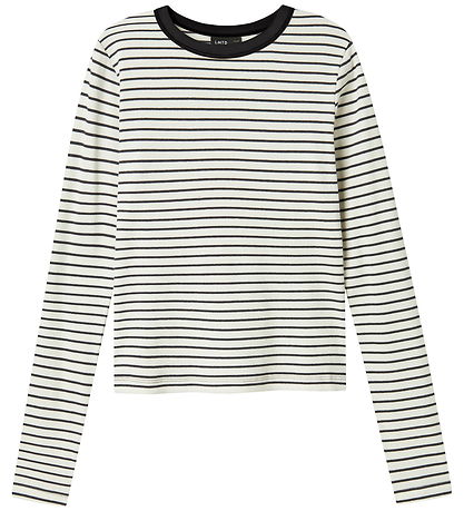 LMTD Blússa - Rib - Noos - NlfHinaja - Dark Grey Melange/White S