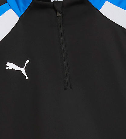 Puma Trainingsshirt m. Rits - Zwart m. Blauw/Wit