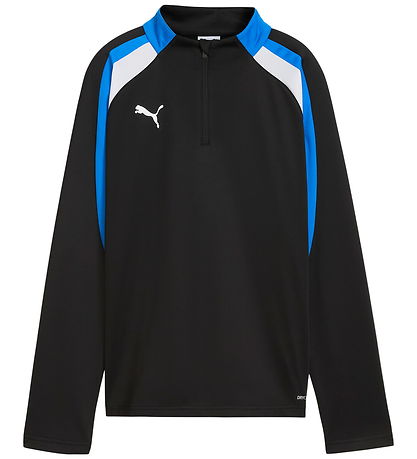 Puma Trainingsshirt m. Rits - Zwart m. Blauw/Wit