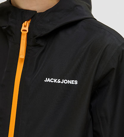 Jack & Jones Regnjakki - PE - JjefLynn - Svart/Dark Cheddar Zipp