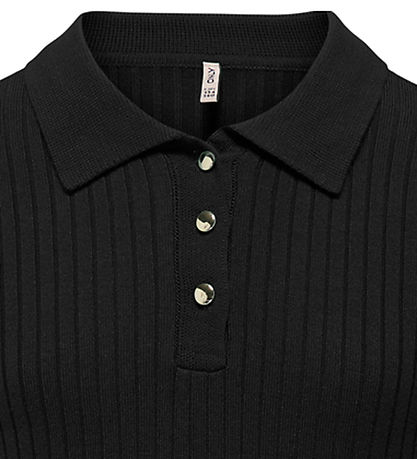 Kids Only Polo - Rib - Knitted - KogMila - Black/Gold Button