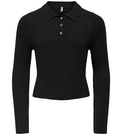Kids Only Polo - Rib - Knitted - KogMila - Black/Gold Button