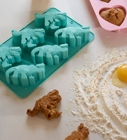 Rice Cake mold - Silicone - Mint w. Dinosaurs