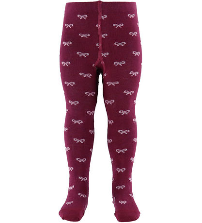 Fuzzies Strømpebukser - Bordeaux/Rosa m. Løkker