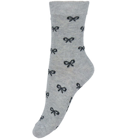 Fuzzies Socken - 2er-Pack - Light Grey m. Schwarze Schleifen