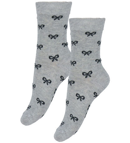 Fuzzies Socken - 2er-Pack - Light Grey m. Schwarze Schleifen