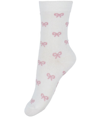 Fuzzies Socken - 2er-Pack - Weiße m. Rosa Schleifen