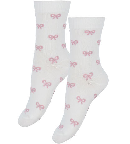 Fuzzies Socken - 2er-Pack - Weiße m. Rosa Schleifen
