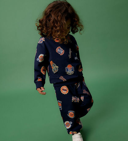 Name It Sweatpants - NmmLeland - Navy Blazer w. Print