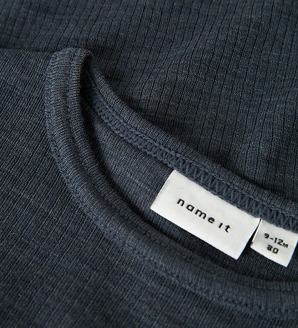 Name It Bodysuit l/s - Wool - Rib - Noos - NbnWax - Ombre Blue