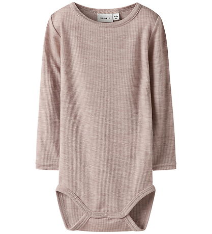 Name It Bodysuit l/s - Wool - Rib - Noos - NbnWax - Shadow Gray