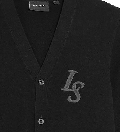 Lyle & Scott Cardigan - Knitted - Monogram - Jet Black