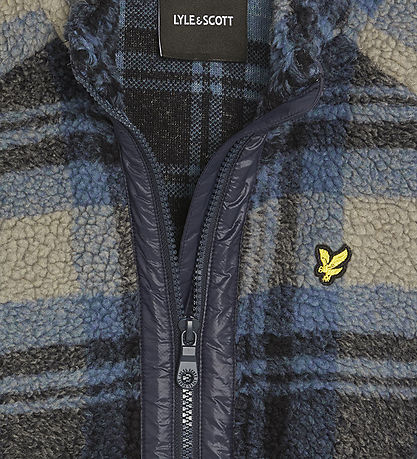 Lyle & Scott Fleece Jacket - Jacquard Sherpa - Navy Check
