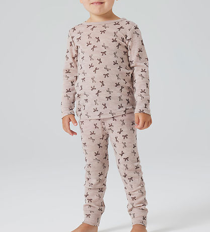 Name It Leggings - Ull - NmfWang - Shadow Grå/Rosetter