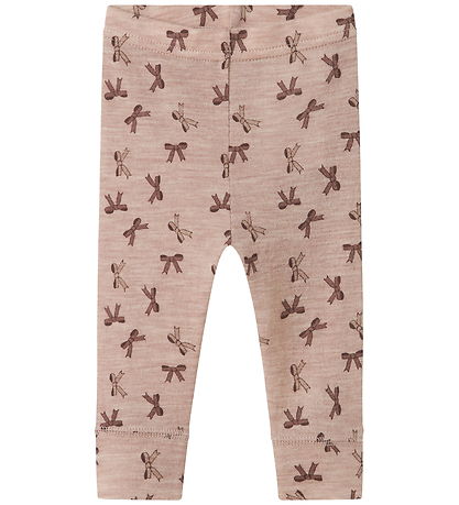 Name It Leggings - Ull - NbfWang - Shadow Grå/Rosetter