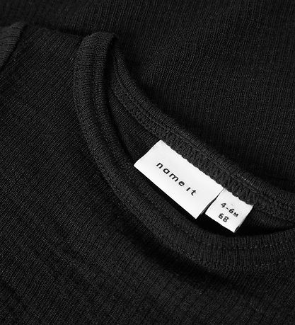 Name It Samfella l/e - Ull - Númer - Rib - NbnWax - Black
