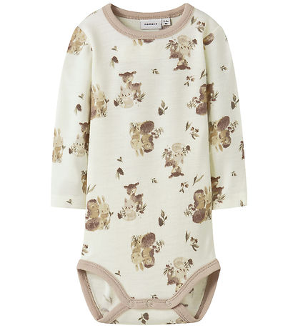 Name It Bodysuit l/s - Wool - NbnWillu - Snow White/Forest Anima