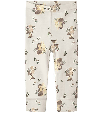 Name It Leggings - Wool - NbnWillu - Snow White/Forest Animals