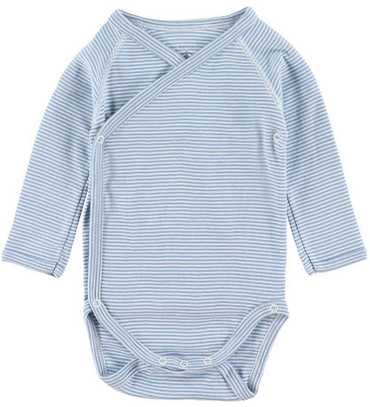Petit Bateau Wrap samfella l/e - 5 Pakki - Hvítur/Blátt M. Hvalu