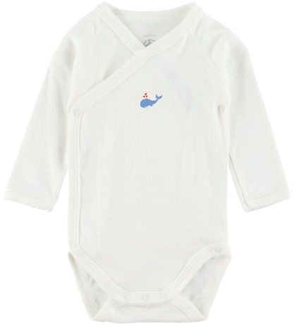 Petit Bateau Wrap samfella l/e - 5 Pakki - Hvítur/Blátt M. Hvalu