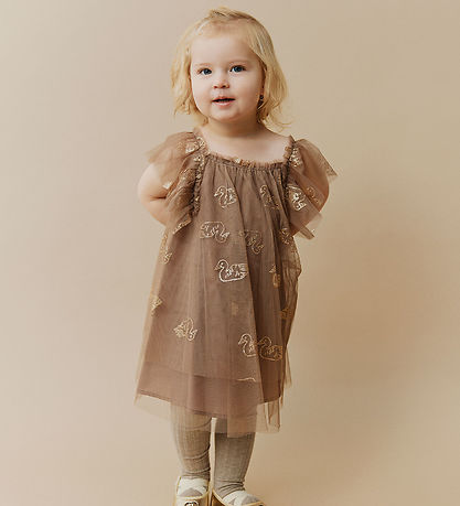 Sofie Schnoor Kleid - Tüll - BlossomSB - Brown m. Glitter