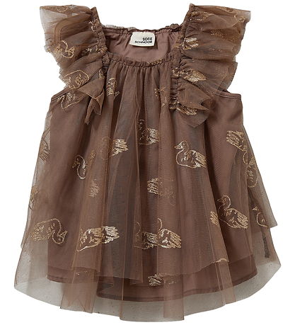 Sofie Schnoor Kleid - Tüll - BlossomSB - Brown m. Glitter