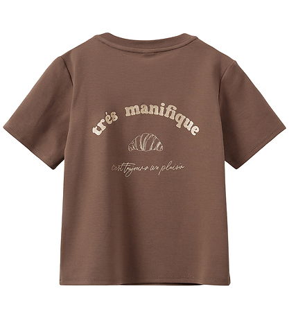 Sofie Schnoor T-shirt - Ash task - Brown w. Croissant