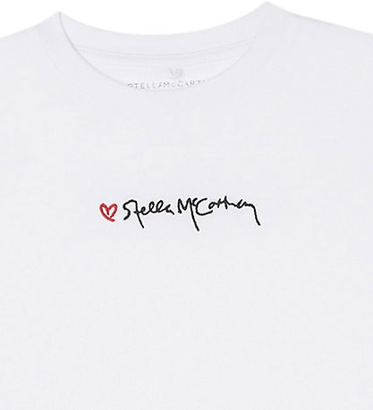 Stella McCartney Kids Stuttermabolur - Hvítt M. Útsaumur