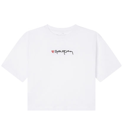 Stella McCartney Kids Stuttermabolur - Hvítt M. Útsaumur