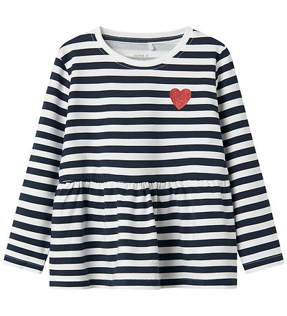 Name It Bluse - NmfLiona - Navy Blazer/Hell White