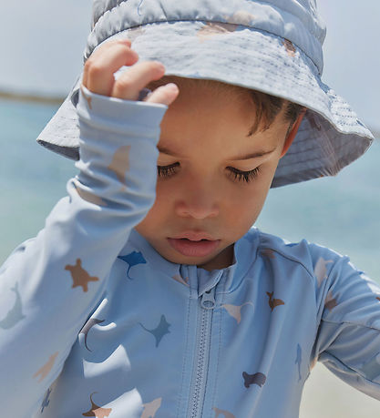 Wheat Bucket Hat - Tilo - Soft Blue Sea Life