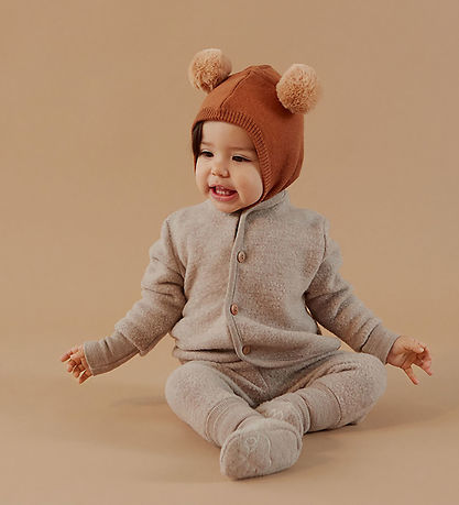 Molo Cardigan - Wool fleece - Umber - Moon Sand