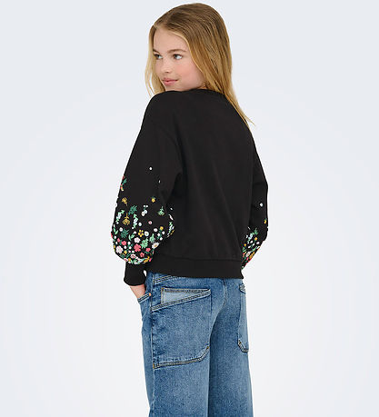 Kids Only Peysa - KogBrooke - Svart/Sleeve Flower